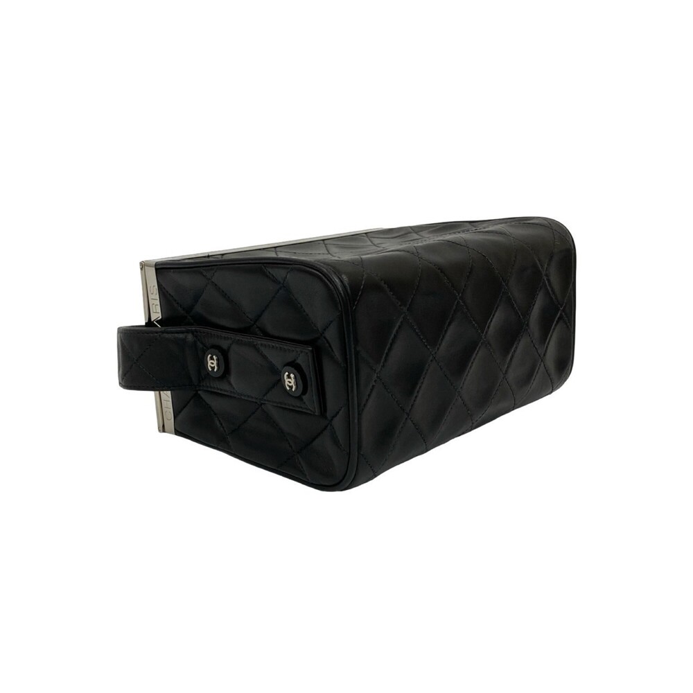 CHANEL Black Lambskin Leather Logo Vanity Bag - Picture 7 of 10